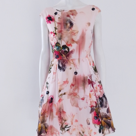 Size UK 10 EU 38 Ted Baker (2) 'Rupin' Pink Opulent Bloom Floral Party Dress - Picture 12 of 14